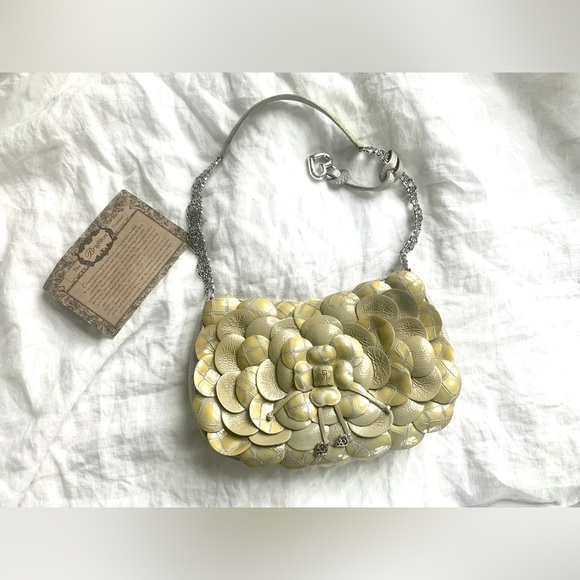 Brighton Leather Rosalie 3D Rose Flower Shoulder Handbag, Embellish Silver Strap - Picture 10 of 16